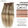 Remy Human Hair Clip in Extensions, Ash Brown Mixed Platinum Blonde Clip in Hair Extensions Real Human Hair,16 Inch 70G 7 Pcs Double Weft Hair Extensions Real Human Hair Clip ins for Women