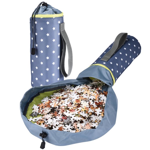 Light Autumn Compact Toy Storage and Playmat Bag (9" x 4" x 4") - Toy Organizer Bin for Kids Room - Drawstring Toy Holder for Fast Storage - On the go, Easy to Carry Toy Container during Travel