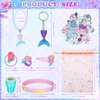 Capoda 158 Pieces Mermaid Party Favors Set for Girls Mermaid Birthday Supplies Necklaces Pendants Keychains Stampers Wristband Hair Rings Hairpins Stickers Colorful Rings Organza Gifts Bags