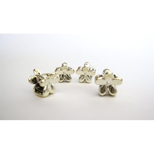 Generic Micro mini extra tiny silver flower acrylic hair claw clip (Clip quantity: 10 Clips)