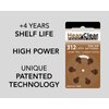 Hear Clear Size 312 PR41 1.45V Zinc Air Hearing Aid Batteries Brown Tab (60 Batteries)