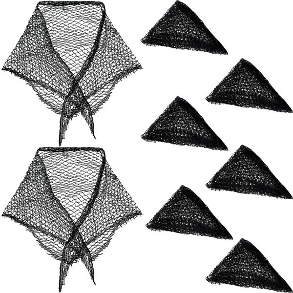8 Pieces Triangle Net Hair Net Sleeping Crochet Hair Net Women Sleep Net Black Mesh Hair Net for Rollers