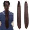 S-noilite Clip In Ponytail Hair Extensions Claw Clip In Ponytail Extention Hairpiece Long Straight Jaw Clip In Ponytail for Women Synthetic Fiber Hair 21 Inch Medium Brown
