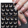 5 Sheets French Nail Art Stickers Decal Stripe Line Wave Nail Decals Gold White Glitter French Line Combination Nail Design Decorations 3D Self-Adhesive Nail Art Supplies for Women DIY Nail Design