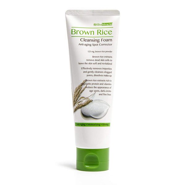 BioMiracle Brown Rice Cleansing Foam, Gentle Face Cleanser, Anti-Aging Spot Corrector, Moisturizing Cleanser with Brown Rice Extracts, for Soft, Revitalized Skin (125ml)