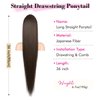 REECHO Ponytail Extension Long Straight Drawstring Fake Pony Tails Hair Extensions Natural Soft Hairpieces Clip Hair Extension Ponytails for Women Girls, 36 Inch/Black Brown