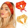 Urieo 2 pcs Hippie Hair Bandana Crochet Hair Scarf Knitted Head Kerchief Party Daily Floral Bandana Headband for Women and Girls (Yellow+Red)