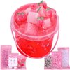 Premade Crystal Slime Peach Pink Jelly Cube Glimmer Crunchy Slime, Includes 6 Sets of Slime Add-ins, Party Favors for Kids, Sensory and Tactile Stimulation, Stress Relief, for Girls & Boys