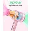 Wavytalk Professional Hair Dryer with Diffuser 1875W Power Dryer, Blow Dryer Ionic Hair Dryer for Women with Constant Temperature, Fast Drying &Low Noise, Millennial Pink