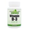 Great Lakes Nutrition Vitamin D3, Vegan Vitamin D Supplement for Men & Women, 1500IU, 100 Easy Swallow Pills