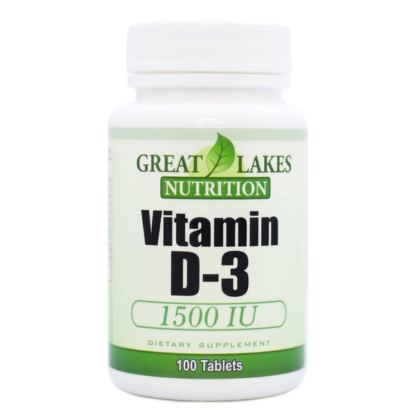 Great Lakes Nutrition Vitamin D3, Vegan Vitamin D Supplement for Men & Women, 1500IU, 100 Easy Swallow Pills