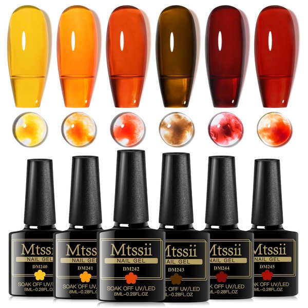 MTSSII Jelly Gel Nail Polish Translucent Neon Nail Polish Hot Pink Blue Purple Rainbow Neon Yellow Green Orange Gel Polish See Through Nail Trend Gel Soak Off UV LED Nail Art Manicure Kit