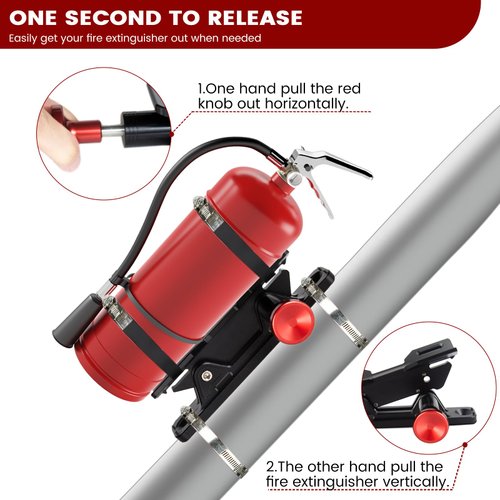 KANGIKX Car Fire Extinguisher Mount Bracket, UTV Aluminum Quick Release Fire Extinguisher Mount Holder Compatible with Jeep Truck Polaris Ranger Cam-Am X3