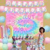 Tie Dye 10th Birthday Decorations for Girls, Peace Out Single Digits I’m 10 Pastel Macarons Backdrop Balloons 60s 70s Hippie Theme Tenth Birthday Party Supplies for 10 Year Old Girl