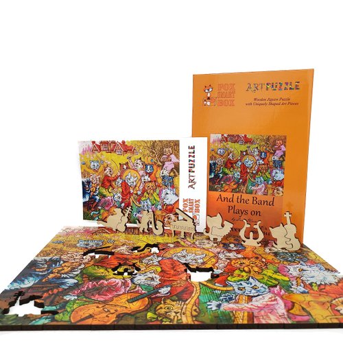 Wooden Puzzle for Adults - Uniquely Shaped Pieces - Made in The USA by FoxSmartBox - 235 Pieces - and The Band Plays on!