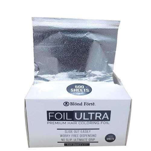 Blond Forte Silver Pop Up Hair Color Foil, Highlight Application Foil, 500 Sheet Dispenser, Coloring Aluminum Hair Foil 5”x11”