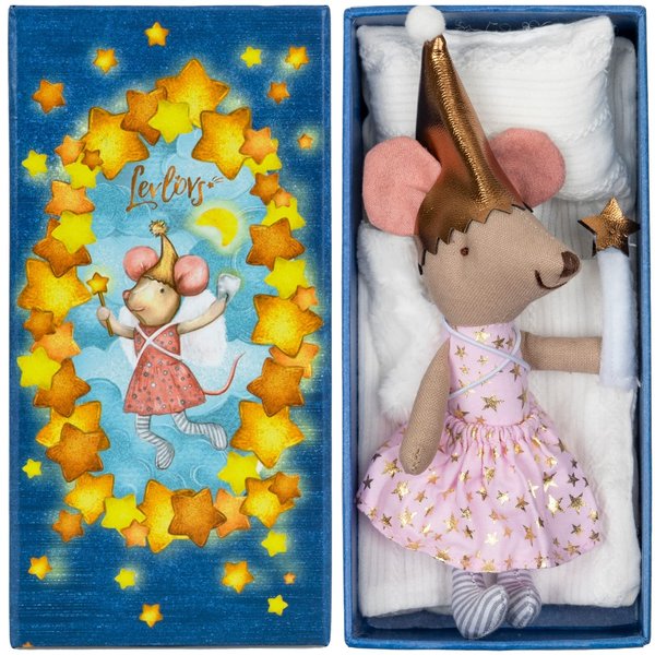 LEVLOVS Christmas Tooth Fairy Mouse Big Sister Mouse in a Box Mouse in a Matchbox Toy Baby Registry Gift Toddler Gift Plush Toy Cotton Linen Toy