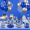 8Pcs Blue 90th Birthday Decorations Navy Blue Silver Happy 90th Birthday Table Honeycomb Centerpieces for Table Decor 90th Birthday Table Topper for Men Women 90th Birthday Anniversary Party Supplies