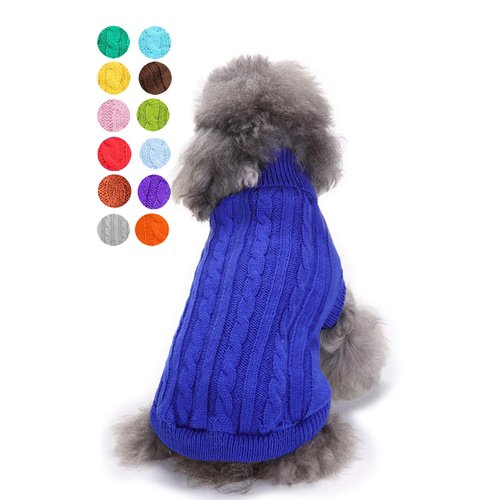 Small Dog Sweater, Warm Pet Sweater, Cute Knitted Classic Dog Sweaters for Small Dogs Girls Boys, Cat Sweater Dog Sweatshirt Clothes Coat Apparel for Small Dog Puppy Kitten Cat (Medium, Dark Blue)