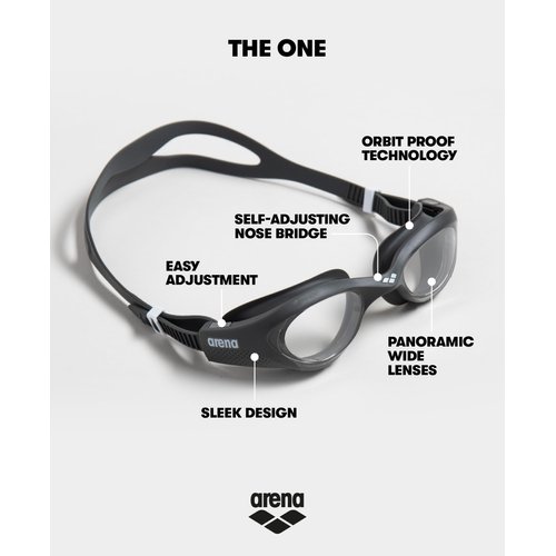 Arena Unisex Adult The One Swim Goggles for Men and Women Watertight Fit Orbit-Proof Seals Anti-Fog Coated Non-Mirror Lens, Clear/Grey/White