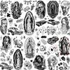 GOROMON 6 Sheets Chicano Temporary Tattoos For Women Men Adults Halloween Face Makeup Kit, Black Guadalupe Tattoo Stickers, Gangster Payasa Gansta Fake Tatoos Prison Familia Joker, Tatuajes Temporales