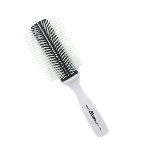 VESS Blow and Styling Hair Brush, Wide 9 Row Round Type- Light weight -Made in Japan-C-150 (White)