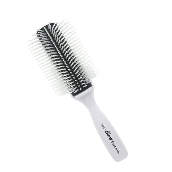 VESS Blow and Styling Hair Brush, Wide 9 Row Round Type- Light weight -Made in Japan-C-150 (White)