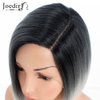 JOEDIR HAIR Bob Lace Front Wigs for Women Ombre Grey Asymmetrical Bob Wigs Side Part Bob Lace Wig Short Straight Bob Synthetic Hair (Color: 3T1B/GWHT)