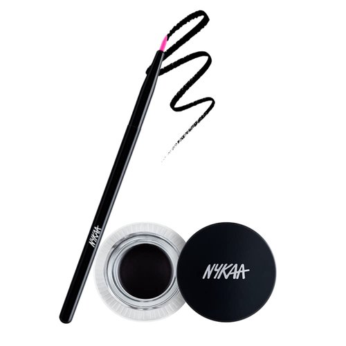 NYKAA Cosmetics Black Magic Gel Eyeliner - Fights Wrinkles with Vitamin E - Long Lasting and Intensely Pigmented - Smooth Glide for Neat Application - Quick Drying - Jet Black - 1 pc