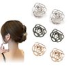 Mini Rose Flower Hair Claw Clips for Women 1.5Inch Cute Pearl Small Hair Clip | 6 Pcs Metal Black Gold Silver Lady and Girls Fine Hair Fancy Horsetail Clips
