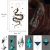 Glaryyears Glow in the Dark Blue Temporary Tattoos for Adults, 180+ Mixed Styles 36 Sheets Fake Body Tattoo Stickers, Unique Accessory Luminous for Men Women Party Favors Supplies Nightclub Pub