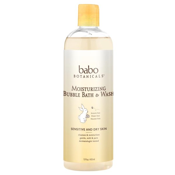Babo Botanicals Moisturizing Plant-Based 2-in-1 Bubble Bath & Wash - with Organic Calendula & Natural Oat Milk - For Babies, Kids & Adults with Sensitive Skin - Hypoallergenic & Vegan - 15 oz