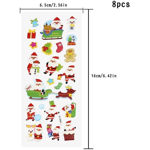 LUTER 3D Puffy Stickers Variety Pack for Christmas Theme Including Christmas Tree, Santa, Reindeer, Snowman, Snowflakes 3D Stickers for Kids&Toddlers, Kindergarten Supplies