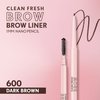 Covergirl Clean Fresh Brow Nano, 600 Dark Brown, Eyebrow Pencil, Ultra-Precise Tip, Waterproof, Transfer-Resistant, Built-In Spoolie, Vegan Formula, 0.001oz