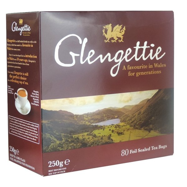 Glengettie Foil Tea Bags (80 Count Box, 250g)