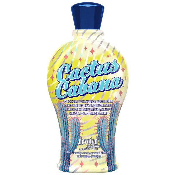 Devoted Creations Cactus Cabana Indoor/Outdoor Complexion Boosting Agave Electrolyte Rich Cactus Water DHA Bronzing Fusion 12.25oz Dark Tanning Lotion