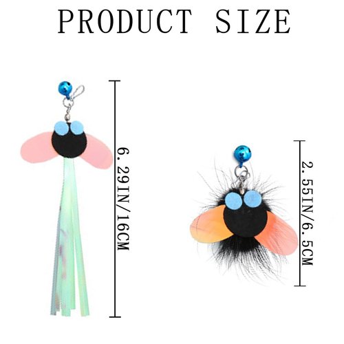 6 PCS Cat Toy Wand Refills, Shiny Insect Refills for Cat Wand Toy Furr Cat Toys Interactive Cat Teaser Wand Attachments, with Bell Fishing Pole Toy, Chase Exercise Toys for Indoor Cats and Kittens