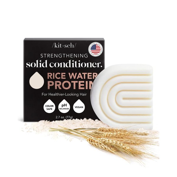 Kitsch Rice Water Protein Conditioner Bar for Hair & Strengthening | Made in US | Eco-Friendly Cleansing and Moisturizing Rice Conditioner Bar | Paraben Free | Sulfate free Conditioner, 2.7 oz