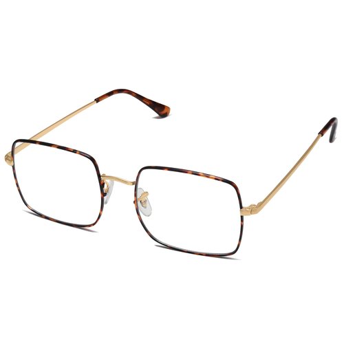 SOJOS Blue Light Blocking Glasses Women Small Face, Square Metal Computer Gaming Lightweight Eyeglasses, Anti Glare UV Ray Filter Eyeglasses SJ5063 with Tortoise Frame/Anti-Blue Light Lenses
