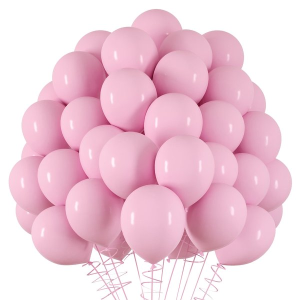 RUBFAC Light Pink Balloons, 120pcs 5 Inch Pastel Pink Balloons, Baby Pink Valentine's Day Balloons Thicker Latex Balloons for Birthday Wedding Baby Shower Anniversary Party Decorations