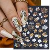 Fall Nail Art Stickers Autumn Maple Leaf Nail Decals Thanksgiving 3D Self-Adhesive Nail Art Supplies 8PCS White Laser Gold Fall Leaves Flower Butterfly Design Nail Stickers for Nail Art Decoration