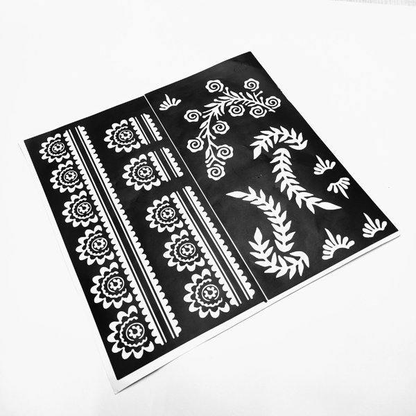 KICKWIX Tattoo Stencil Women & Girls Hand Finger Paint Temporary Floral Tattoo
