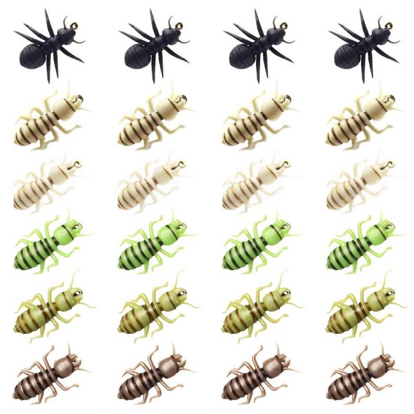 YZD Nymph Flies Set 24 Piece Fly Fishing Lure for Trout Premium Wet Flies Bead Head Nymph Flys Trout Fly Fishing Hooks Gear Bait Flyfishing Flies Assortment (F Selection of 24 Flies – Assorted)…