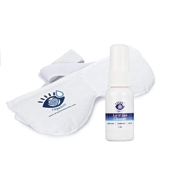 Heyedrate Eyelid Bump Relief Kit - Lid and Lash Cleanser and Warm Compress Eye Mask