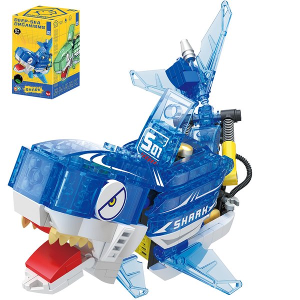 Seyaom Shark Building Blocks Set, 328 Pcs Luminous Mini Shark Building Set, Deep Sea Creature Building Blocks, STEM Building Toys, Party Favor Birthday Toys for Boys Girls Aged 6+