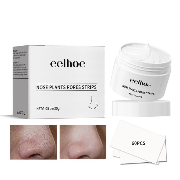 HXLYBD Peel Off Blackhead Removal Mask for Skin Oil, Blackheads, Acne and Cuticles, Blackhead Cleansing Cream to Repair Pores, Peel Off Nose Patch, Nose Plants Pore Strips(30ml + Nose Strip 60pcs)