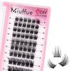 Miuffue Lash Clusters DIY Eyelash Extensions 72 Pcs Cluster Eyelash Extensions Individual Lashes Wispy False Eyelashes Super Thin Band Soft Mixed Tray Eyelash Clusters (Iconic, C-8-16mix)