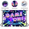 Newsely Neon Party Supplies Game On Backdrop 7Wx5H Photography Glow Gamer Gaming Game Night Controller Gamepad Graffiti Background for Kids Boys Playroom Party Decorations Banner Photo Props Birthday