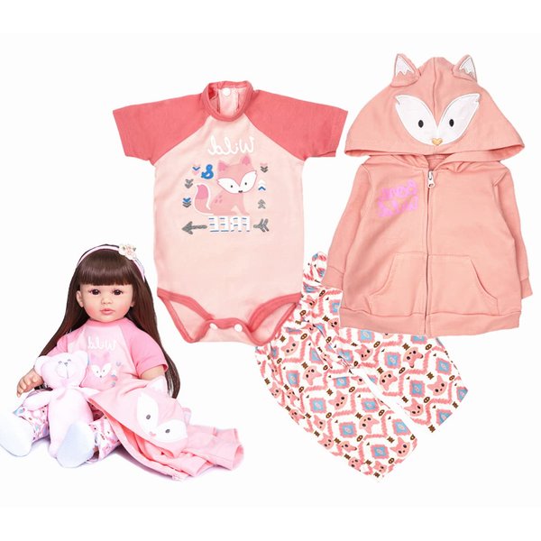 22'' Medylove Reborn Doll Girl Clothes Orange Fox Outfit 22''-24'' Reborn Baby Dolls Clothes Accessories 3pcs