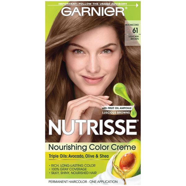 Garnier Nutrisse Nourishing Color Creme 61 Light Ash Brown (Mochaccino)